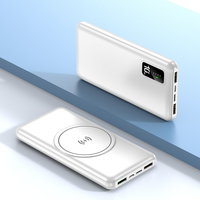 Batterie externe ultra-mince 10000 mAh la plus vendue, personnalisable avec logo, double entrée USB et Micro USB, chargement sans fil, affichage LED