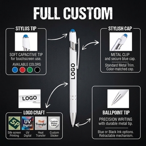 Penna Touchscreen Ultra-Pura per <span class=keywords><strong>Scrittura</strong></span> a Mano, Corpo in Alluminio, Punta da 1.0mm, Inchiostro Nero Pressato, Penna Promozionale con Logo - Product Image 3