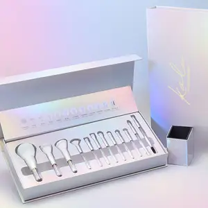 Boîte d'emballage magnétique holographique 12 pièces, outils d'ombre à paupières de beauté et ensemble de pinceaux de maquillage avec boîte