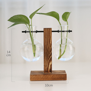 Estación de propagación de plantas Terrario de plantas con soporte de madera Regalos únicos de <span class=keywords><strong>cumpleaños</strong></span> de jardinería <span class=keywords><strong>para</strong></span> mujeres Amantes de las plantas Jarrones de vidrio - Product Image 5