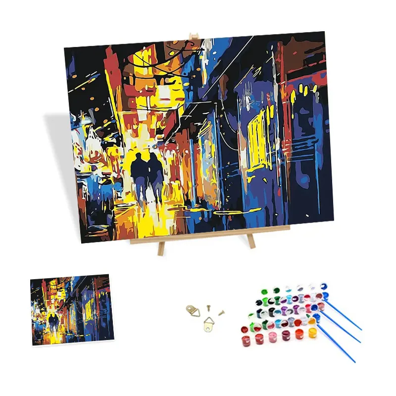 Abstract Painting by Numbers Canvas Kits DIY Paint by Numbers Street Scene Couples
