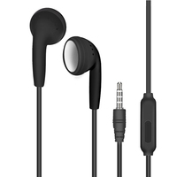 Aksesori Ponsel Berkualitas Baik Earplug Datar 3.5mm Mega Bass Headphone Headset Berkabel dengan Fitur Voice