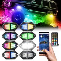 8 vainas Led Rock Light 32W 192 PCs Led Smartphone APP & RF Control remoto Underglow Luz interior para camiones SUV Coche UTV ATV