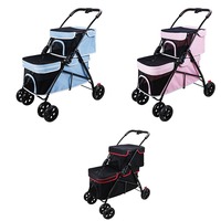 Poussette de voyage double personnalisée et détachable de luxe pour animaux de compagnie, poussette double pour chiens et chats
