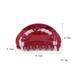 High Quality Red Blue White Cherry <b>Bow</b> Hair Accessories Red Cherry Eco-Friendly Women's Acetate Hair Claw <b>Clip</b> - Product Image 4