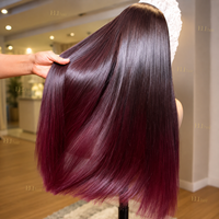 Perruque de cheveux humains lisses ombrés bordeaux 99J, Lace Front 13x4 pré-épilée, longue et soyeuse, en cheveux vierges brésiliens pour femmes, densité 180%