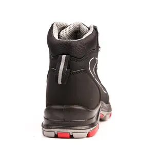Nubuck Leather high top Trabalho Sapatos Aço Toe Segurança Caminhadas Botas com sola de borracha