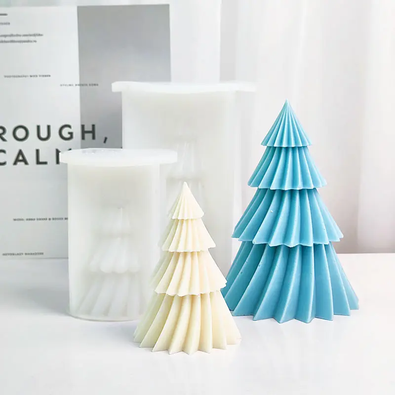 Silicone Christmas Pine Tree Candle Molds DIY Baking Molds Soap Molds Candle Making Supplies Ideal Moulds for Christmas Party