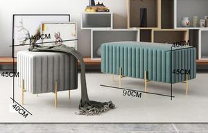 Poggiapiedi Moderno per Soggiorno e Camera da Letto, Pouf Rettangolare con Gambe Dorate, Panca per Divano - Product Image 6