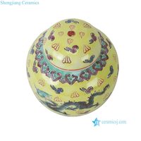 Pot à gingembre en céramique RXGG01-C-F-G, porcelaine chinoise antique, peinture jaune, verte et blanche, motif dragon
