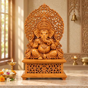 Statue de Ganesha en bois faite à la main, idole du dieu hindou pour la décoration de la maison ou du temple, cadeau spirituel, œuvre d'art religieuse indienne traditionnelle faite à la main - Product Image 3