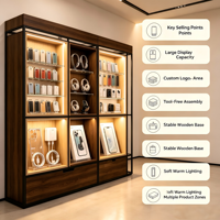 Vitrine murale de luxe en bois pour accessoires de téléphone avec éclairage LED, présentoir pour magasin de téléphonie mobile, présentoir de coques de téléphone de marque