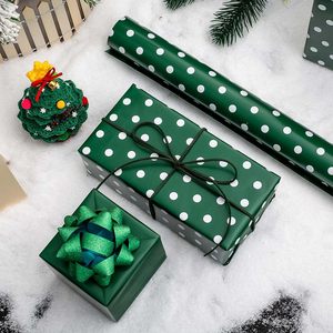 Polka Dots Reversible <b>Wrapping</b> <b>Paper</b> Roll 17 Inch X 33 Feet Classic Green <b>White</b> Christmas Holiday Gift Craft Recyclable - Product Image 4
