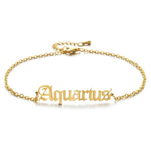 Bracelets de cheville en acier inoxydable plaqué or 18 carats, bijoux de pied, horoscope astrologique du zodiaque, 12 signes du zodiaque pour femmes - Product Image 3