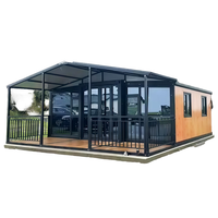 Maison pliable en conteneur avec terrasse extérieure, maison modulaire extensible, 20 pieds, 30 pieds, 40 pieds, terrasse à auvent, maison préfabriquée, maison en conteneur