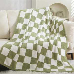 High Quality Super Fluffy Microfiber 50*60" Checkered Jacquard Knitted Eco-Friendly Skin-Friendly All-Season <b>Blanket</b> for Home - Product Image 4