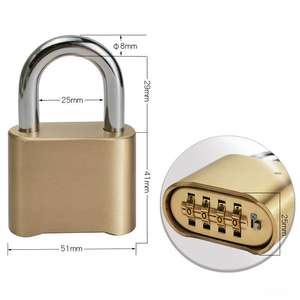 GCS-HT पीतल के 4 अंकों के संयोजन को अतिरिक्त लंबी शेकल के साथ एक समान पैडलॉक - Product Image 1