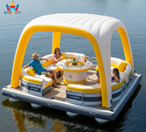 Large Outdoor PVC <b>Inflatable</b> Floating Island 5.8x4.8x3m for 5-20 People Trampoline Vacations Home School & Party Adventures - Product Image 3