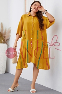 KISS ME Angel ชุดเดรสแขน<span class=keywords><strong>สั้น</strong></span>สำหรับผู้หญิง, ชุดเดรสเสื้อคอปกสีขนาดใหญ่สำหรับฤดูร้อน - Product Image 5