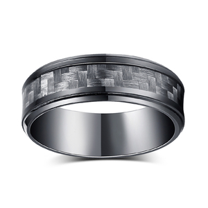 8MM Noir Classique Alliance Confort Fit Unisexe Tungstène Anniversaire Anneaux avec Gris <span class=keywords><strong>Fibre</strong></span> de Carbone USA Taille 7-13 - Product Image 5