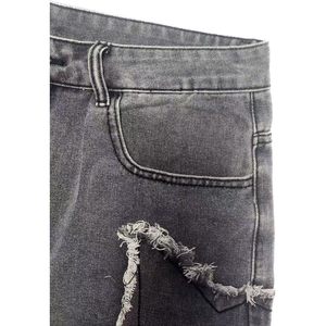 Shorts en jean baggy pour homme, taille haute, déchirés, coupe droite, style streetwear décontracté - Product Image 6