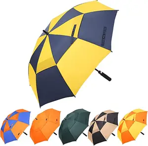 Golf şemsiyesi 54/68 inç otomatik büyük rüzgar geçirmez şemsiye boy sopa yağmur şemsiye erkek ve kadın için Can gölge golfçü