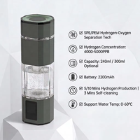 Botella de Agua Hidrogenada Portátil OEM ODM de 300 ml, SPE PEM, 4000-5000 PPB, Autolimpiante en 3 Minutos, para el Cuidado Diario de la Salud y el Fitness