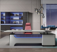 Bureau de direction moderne en métal avec rangement, montage facile, design en forme de L