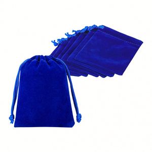 Wholesale Snack Sachet Souvenir Pocket Watch <b>Wrapped</b> <b>Wedding</b> <b>Gift</b> Blue Drawstring Velvet Bag for Jewelry - Product Image 1