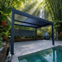 Pergola de luxe en alliage d'aluminium avec finition thermolaquée, système de toit rétractable motorisé, lucarne – Espace de vie extérieur écologique