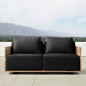 Sofá seccional de diseño personalizado para exteriores, con estructura de madera de teca maciza, cojines resistentes a la intemperie, muebles modulares para patio trasero. - Product Image 2