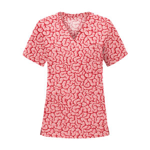 Nuevo Scrub Tops Unisex Uniforme Cerebro Impresión Bata quirúrgica Enfermera Uniforme médico Cirugía Uniformes de enfermería Bata de laboratorio - Product Image 1