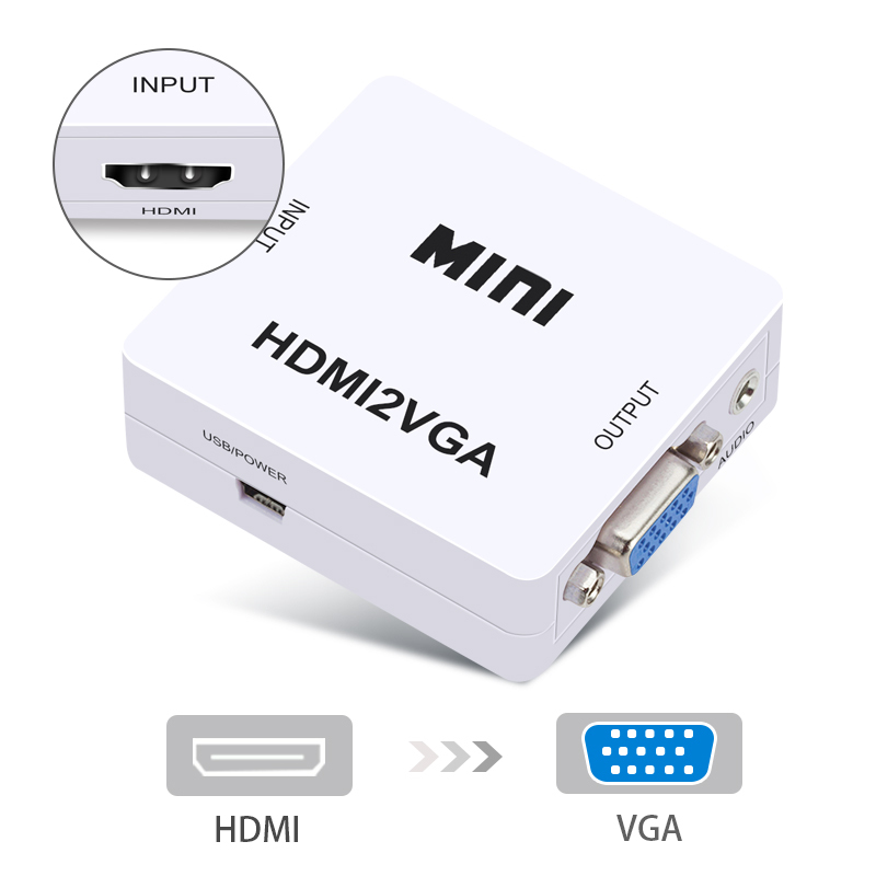 MINI HDMI a VGA de la caja de vídeo Adaptador convertidor 1080P con 3,5mm de Audio para PC Xbox PS4 a HDTV de muestra gratis