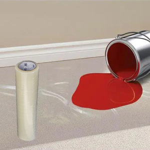 <span class=keywords><strong>Film</strong></span> de protection transparent en plastique pour tapis, longueur 50 m, avec adhésif PE simple face pour la protection des sols et le masquage - Product Image 4