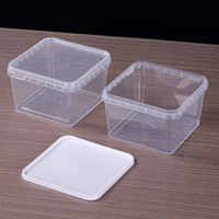 Conteneur carré en plastique pour aliments pour animaux de compagnie, chips, cacahuètes, bonbons, biscuits, chocolat, beurre, seaux avec poignée et couvercle