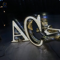 Enseigne personnalisée en acier inoxydable Facelit 3D avec lettres en métal acrylique diamantées, logo d'entreprise, enseigne lumineuse LED personnalisée pour entreprise en extérieur