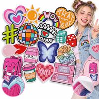 Patch brodé Y2K en gros, style Kawaii Kitsch, motifs Cœur, Papillon, Arc-en-ciel, Disco, Mignon, à thermocoller ou à coudre