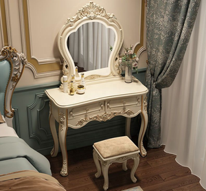 Table de toilette multifonctionnelle en bois massif de style européen, petite table de toilette de style français pour <span class=keywords><strong>chambre</strong></span> à coucher, avec rangement, idéale pour les espaces ruraux - Product Image 2