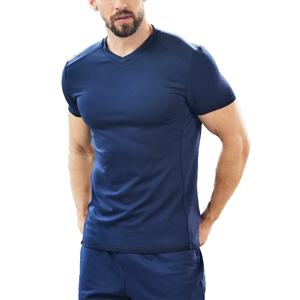 Men's Custom Plain 100% Polyester Fabric Muscle <b>Fit</b> Design <b>V</b>-Neck T-Shirt - Product Image 2