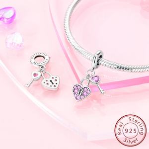 MULA 925 Sterling Silver Pink Charms Lucky Cat Claw Heart Pendant Zircon Romantic DIY <span class=keywords><strong>Charm</strong></span> for Original Bracelet Fine Jewelry - Product Image 2