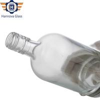 Bouteille de spiritueux en verre transparente ronde de 500 ml, best-seller, vodka, tequila, rhum, capacité de 50 cl, avec bouchon à vis, personnalisable