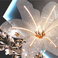 Lustre de plafond moderne pour salon, escalier, hall d'entrée, salle à manger, lustre en cristal, fleur, feuille en céramique, lustre LED