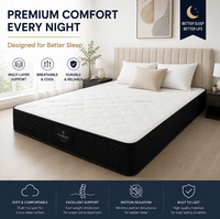 Matelas matelassé de luxe minimaliste, dessus blanc premium, côtés en tissu noir, soutien multicouche, écologique et durable