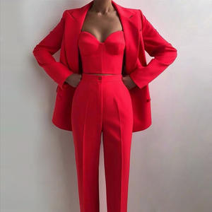 Completo da Ufficio da <span class=keywords><strong>Donna</strong></span> all'Ingrosso 2025, Set di 3 Pezzi di Alta Qualità con Corsetto, Pantaloni e Blazer Casual ed <span class=keywords><strong>Eleganti</strong></span> da Signora - Product Image 6
