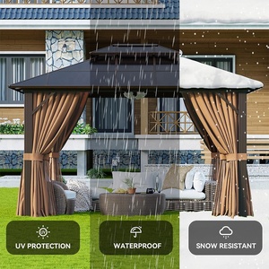 Pergola Bioclimatica 3x3m con Tetto Rigido in Policarbonato a Doppia Copertura Ventilata, Gazebo da Giardino con Grondaie e Zanzariera - Product Image 2