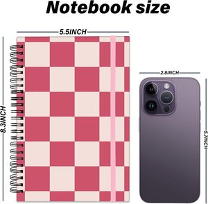Diario di cancelleria per ufficio personalizzato A5 da donna graziosi quaderni scolastici <span class=keywords><strong>a</strong></span> scacchi rosa <span class=keywords><strong>a</strong></span> <span class=keywords><strong>spirale</strong></span> con fascia elastica - Product Image 2