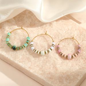 Aretes de Aro de Acero Inoxidable Estilo Bohemio, Chapados en Oro de 18k, Resistentes al Agua, para Mujer, Venta al por Mayor - Product Image 2