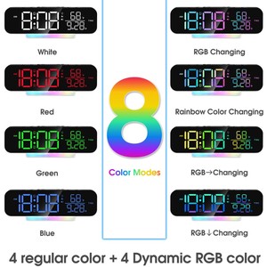 RGB Color LED <b>Digital</b> Alarm <b>Clock</b> With Vibrator 8 Lighting Modes Touch Control USB Powered Smart Table <b>Clock</b> - Product Image 4
