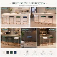 Tabouret de bar moderne de luxe en métal doré rose en forme de C avec assise rembourrée en velours pour cuisine - Vente en gros