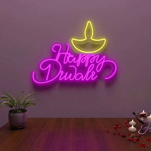 Décorations murales pour la maison, décorations de fond, lumières néon Happy Diwali, enseigne lumineuse à LED, guirlande lumineuse - Product Image 2